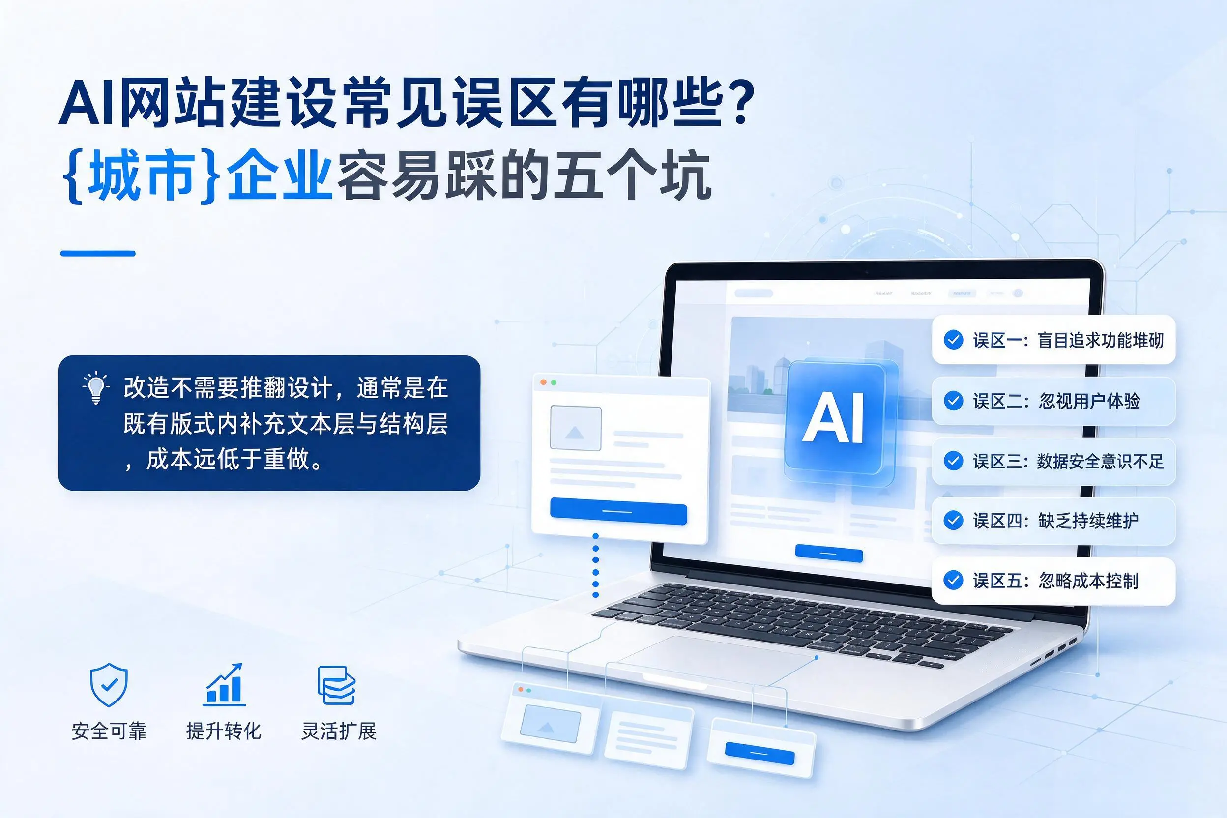 AI网站建设常见误区有哪些?汉中企业容易踩的五个坑