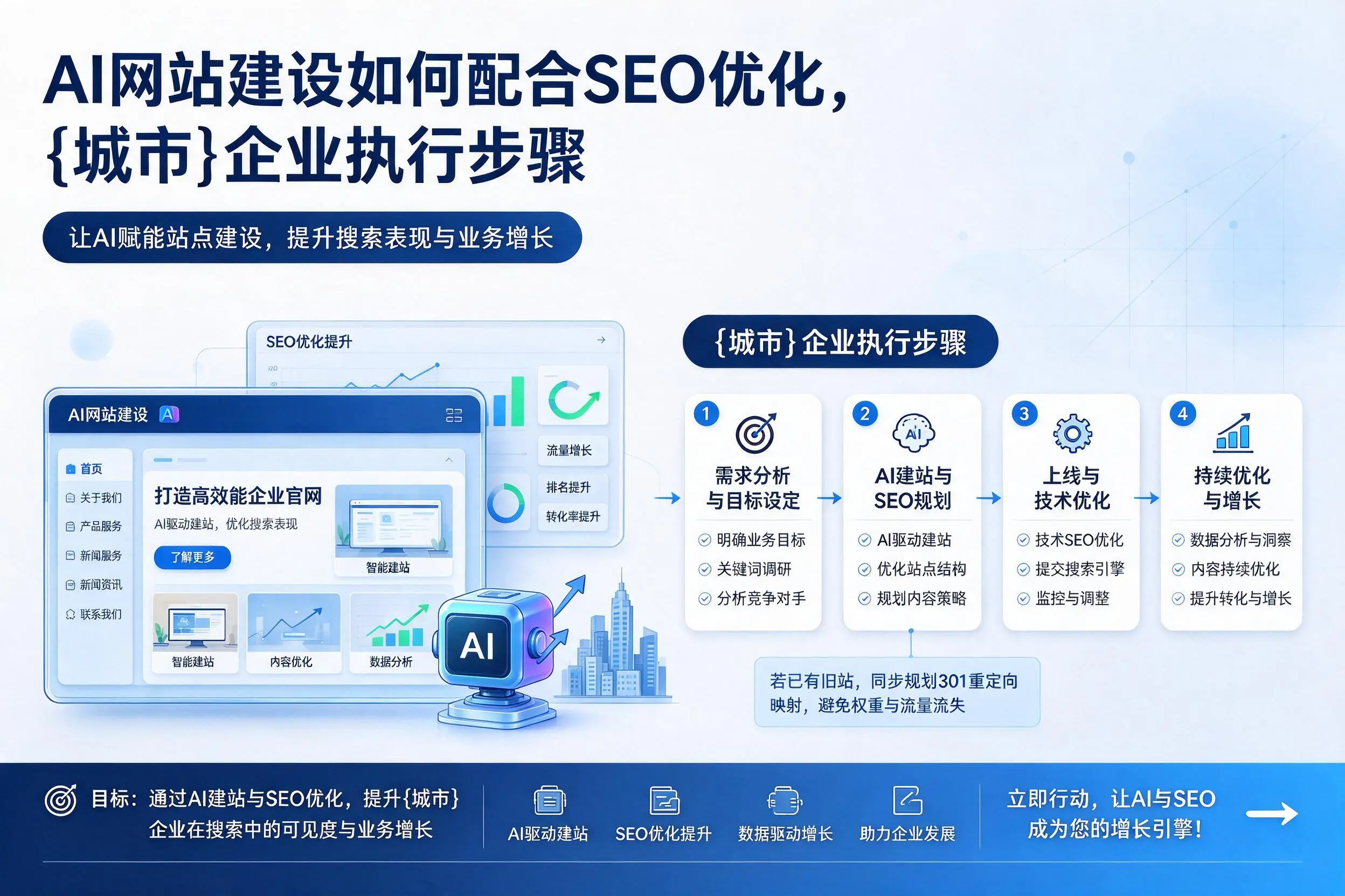 AI网站建设如何配合SEO优化,汉中企业执行步骤